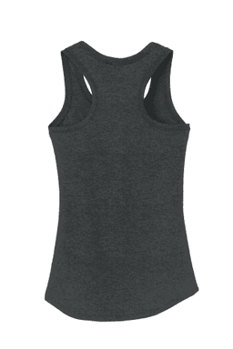 Sample of District Made Ladies Perfect Tri Racerback Tank in Black Frost from side back