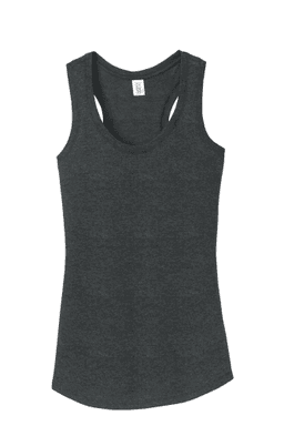 Sample of District Made Ladies Perfect Tri Racerback Tank in Black Frost from side front