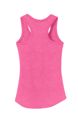 Sample of District Made Ladies Perfect Tri Racerback Tank in Fuchsia Frost from side back