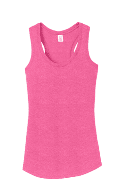 Sample of District Made Ladies Perfect Tri Racerback Tank in Fuchsia Frost from side front