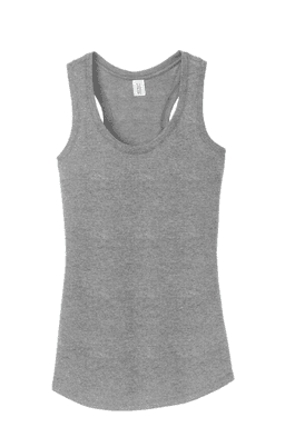 Sample of District Made Ladies Perfect Tri Racerback Tank in Grey Frost from side front