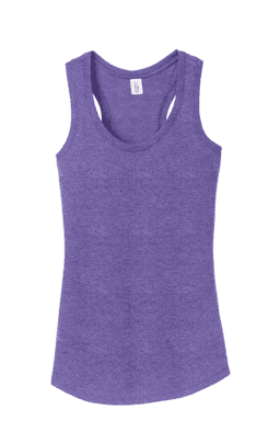 Sample of District Made Ladies Perfect Tri Racerback Tank in Purple Frost from side front