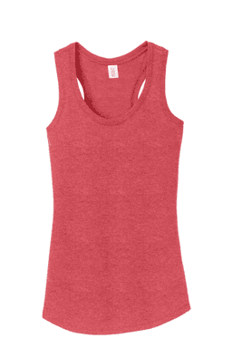 Sample of District Made Ladies Perfect Tri Racerback Tank in Red Frost from side front