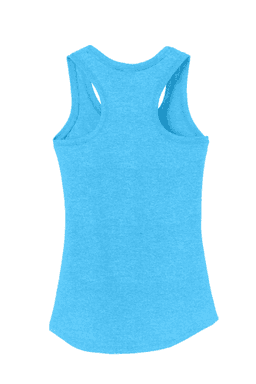 Sample of District Made Ladies Perfect Tri Racerback Tank in Turquoise Frst from side back