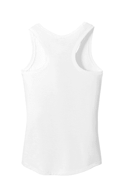 Sample of District Made Ladies Perfect Tri Racerback Tank in White from side back