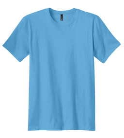 Sample of District The Concert Tee in Aquatic Blue from side front