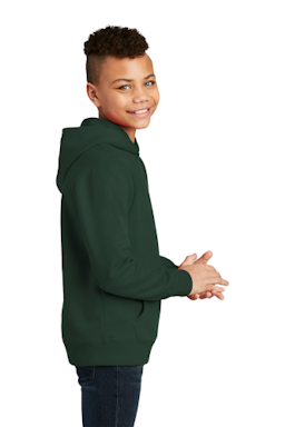 Sample of District Youth V.I.T. Fleece Hoodie DT6100Y in Forest Green from side sleeveleft