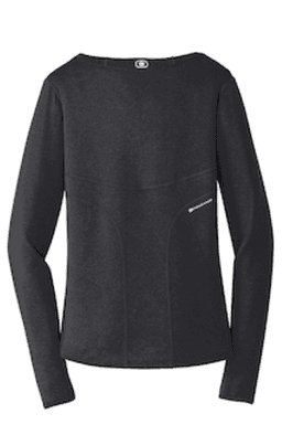 Sample of OGIO ENDURANCE Ladies Long Sleeve Pulse Crew in Blacktop from side back