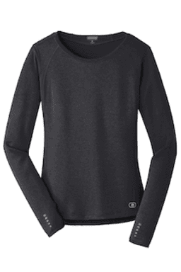 Sample of OGIO ENDURANCE Ladies Long Sleeve Pulse Crew in Blacktop from side front