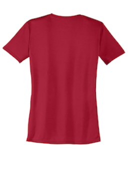 Sample of Port & Company Ladies Essential Performance Tee in Red from side back