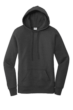 Sample of Port & Company Ladies Core Fleece Pullover Hooded Sweatshirt LPC78H in Dark Hthr Grey from side front