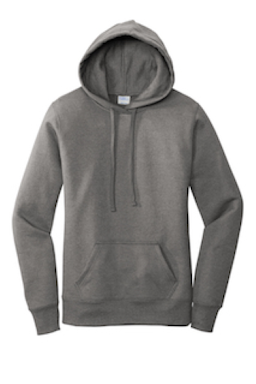 Sample of Port & Company Ladies Core Fleece Pullover Hooded Sweatshirt LPC78H in Graphite Hthr from side front
