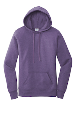 Sample of Port & Company Ladies Core Fleece Pullover Hooded Sweatshirt LPC78H in Heather Purple from side front