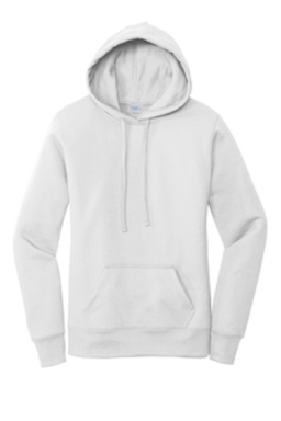 Sample of Port & Company Ladies Core Fleece Pullover Hooded Sweatshirt LPC78H in White from side front