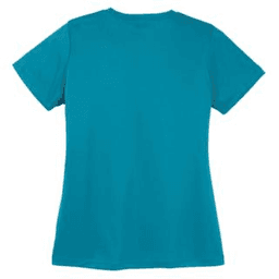 Sample of Sport Tek Ladies Competitor Tee in Tropic Blue from side back