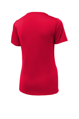 Sample of Sport-Tek Ladies Posi-UV Pro Scoop Neck Tee in True Red from side back