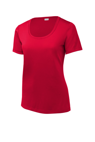 Sample of Sport-Tek Ladies Posi-UV Pro Scoop Neck Tee in True Red style