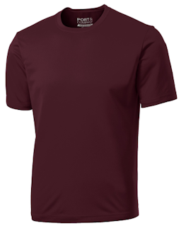 Sample of Port & Company Essential Performance Tee in Ath Maroon from side front