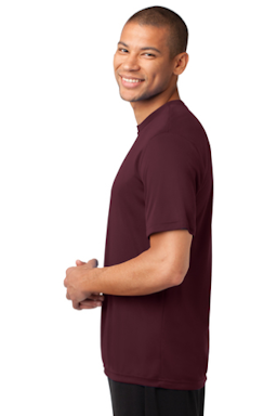 Sample of Port & Company Essential Performance Tee in Ath Maroon from side sleeveright