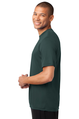 Sample of Port & Company Essential Performance Tee in Dark Green from side sleeveright
