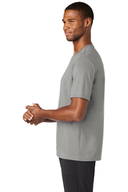 Sample of Port & Company Essential Performance Tee in Grey Concrete from side sleeveright