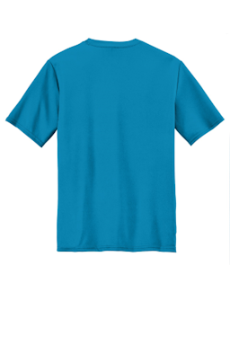Sample of Port & Company Essential Performance Tee in Neon Blue from side back