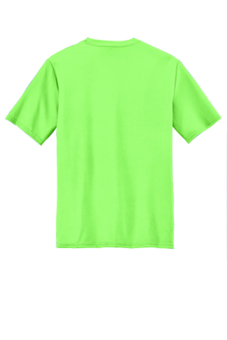 Sample of Port & Company Essential Performance Tee in Neon Green from side back