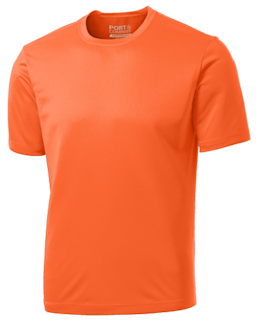 Sample of Port & Company Essential Performance Tee in Neon Orange from side front