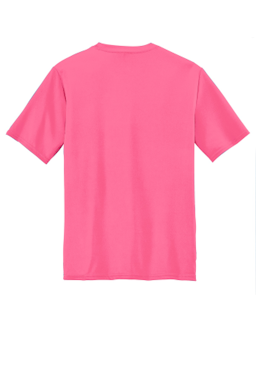 Sample of Port & Company Essential Performance Tee in Neon Pink from side back