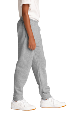 Sample of Port & Company Youth Core Fleece Jogger in AthlHthr from side sleeveleft