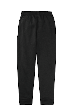 Sample of Port & Company Youth Core Fleece Jogger in JetBlack from side back