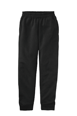 Sample of Port & Company Youth Core Fleece Jogger in JetBlack from side front