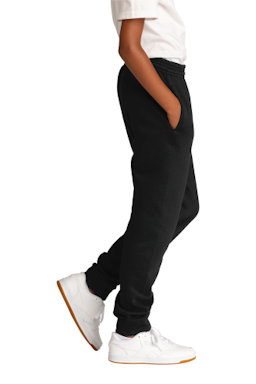 Sample of Port & Company Youth Core Fleece Jogger in JetBlack from side sleeveleft