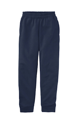 Sample of Port & Company Youth Core Fleece Jogger in Navy from side front