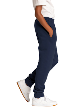 Sample of Port & Company Youth Core Fleece Jogger in Navy from side sleeveleft