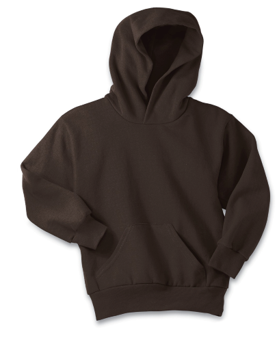 Sample of Port & Company Youth Pullover Hooded Sweatshirt in Dk Choc Brown style