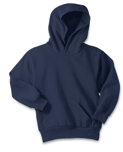 Sample of Port & Company Youth Pullover Hooded Sweatshirt in Navy style