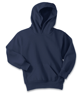 Sample of Port & Company Youth Pullover Hooded Sweatshirt in Navy from side front