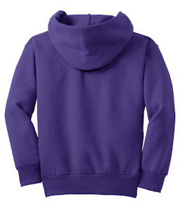 Sample of Port & Company Youth Pullover Hooded Sweatshirt in Purple from side back