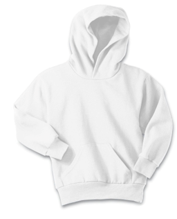 Sample of Port & Company Youth Pullover Hooded Sweatshirt in White from side front