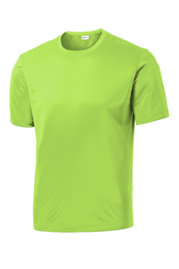 Sample of Sport-Tek PosiCharge Competitor Tee. ST350 in Lime Shock from side front