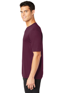 Sample of Sport-Tek PosiCharge Competitor Tee. ST350 in Maroon from side sleeveleft
