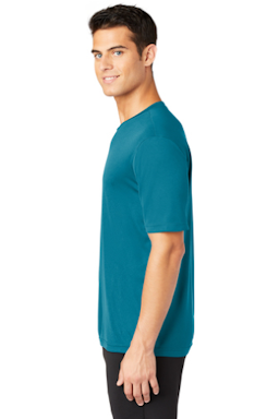 Sample of Sport-Tek PosiCharge Competitor Tee. ST350 in Tropic Blue from side sleeveleft