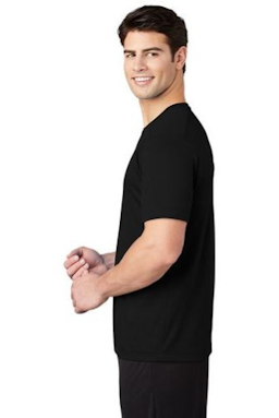 Sample of Sport-Tek ® Posi-UV ™ Pro Tee in Black from side sleeveright