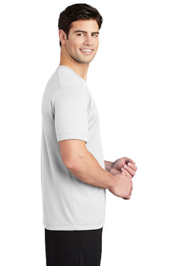Sample of Sport-Tek ® Posi-UV ™ Pro Tee in White from side sleeveleft