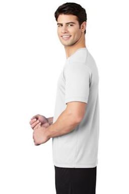 Sample of Sport-Tek ® Posi-UV ™ Pro Tee in White from side sleeveright