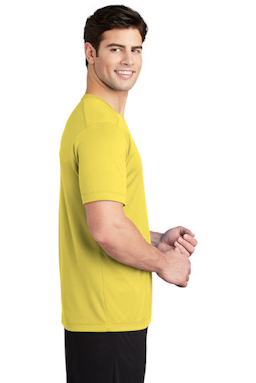 Sample of Sport-Tek ® Posi-UV ™ Pro Tee in Yellow from side sleeveleft