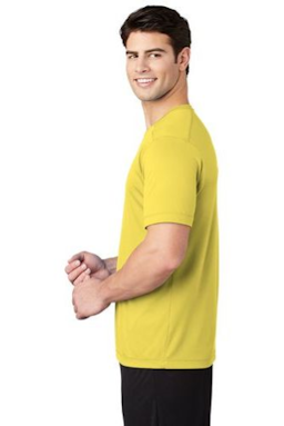 Sample of Sport-Tek ® Posi-UV ™ Pro Tee in Yellow from side sleeveright