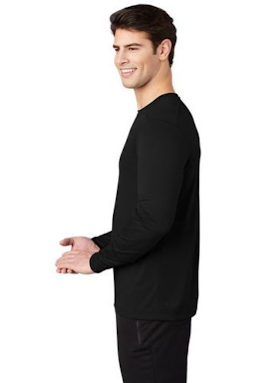 Sample of Sport-Tek ® Posi-UV ® Pro Long Sleeve Tee in Black from side sleeveright