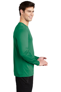 Sample of Sport-Tek ® Posi-UV ® Pro Long Sleeve Tee in Kelly Green from side sleeveleft